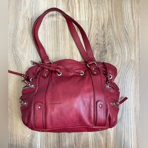NUOVEDIVE Satchel Tote Shoulder Bag Purse - Made in Italy - Red Leather - EUC